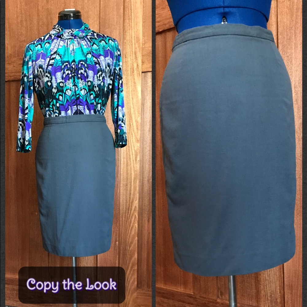 J. Crew Vintage Gray Wool Pencil Skirt - Picture 2 of 5